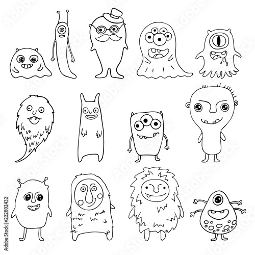 collection of doodle monsters