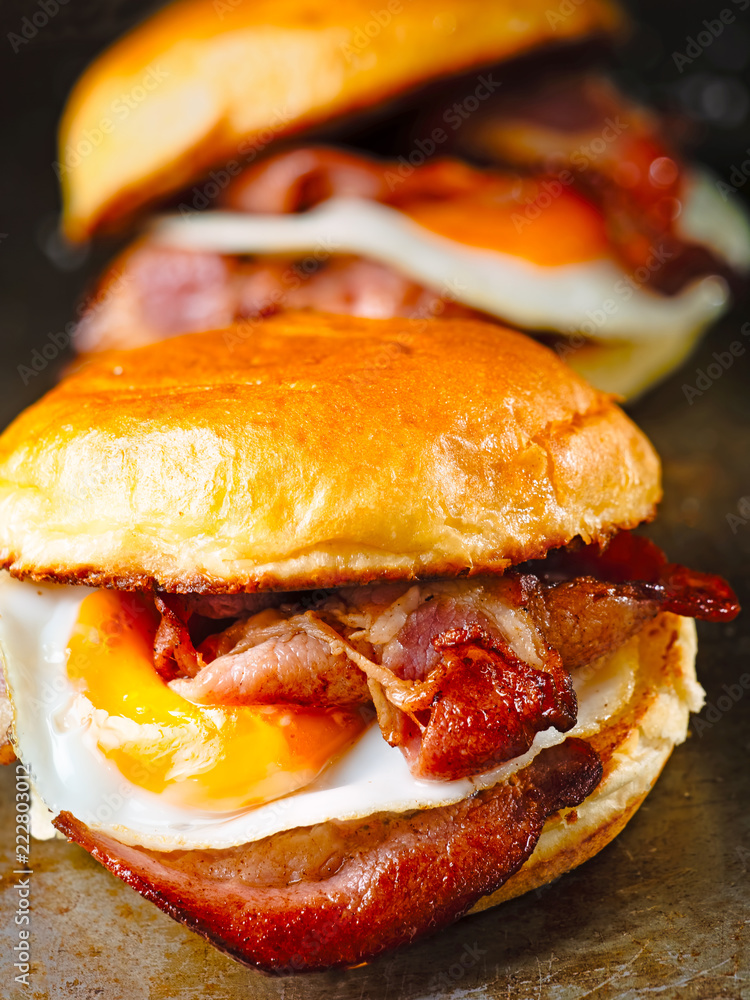 rustic bacon egg breakfast sandwich bun
