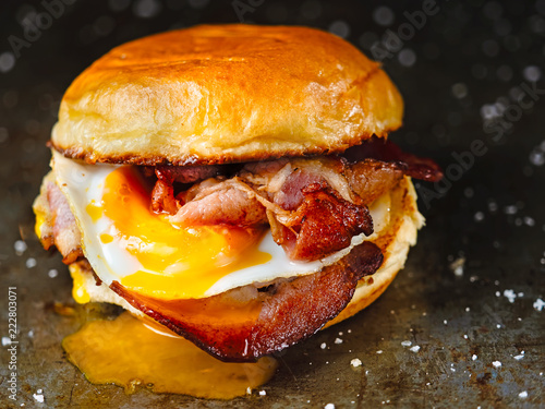 rustic bacon egg breakfast sandwich bun