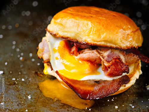 rustic bacon egg breakfast sandwich bun