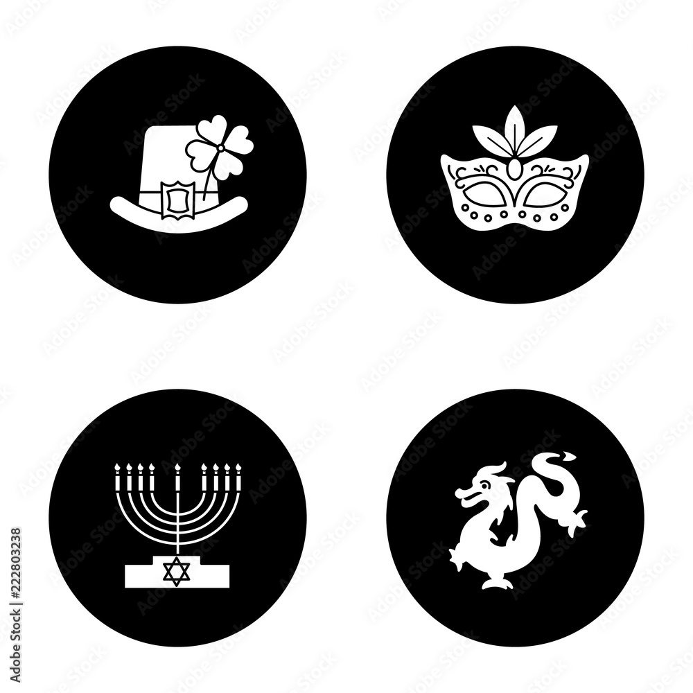 Holidays glyph icons set Holidays glyph icons set