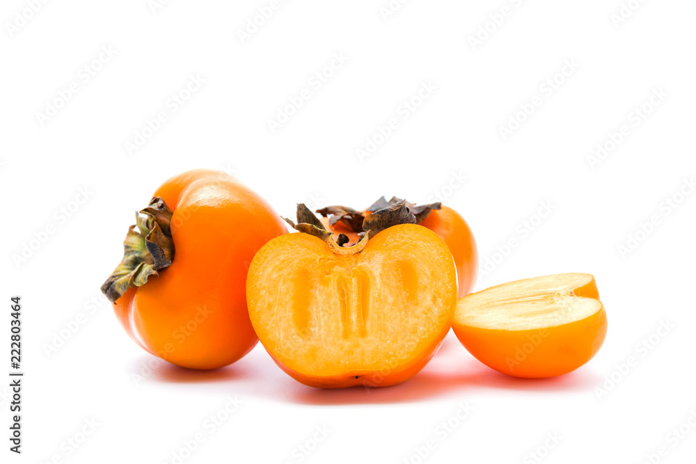 Delicious fresh persimmon fruit isolated on white background. Delicious fresh persimmon fruit isolated on white background.