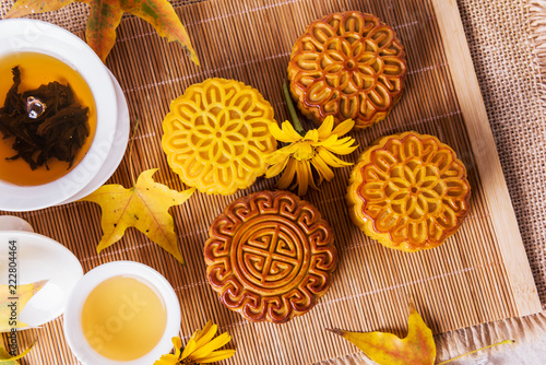 Mooncake. Chinese mid autumn festival food.