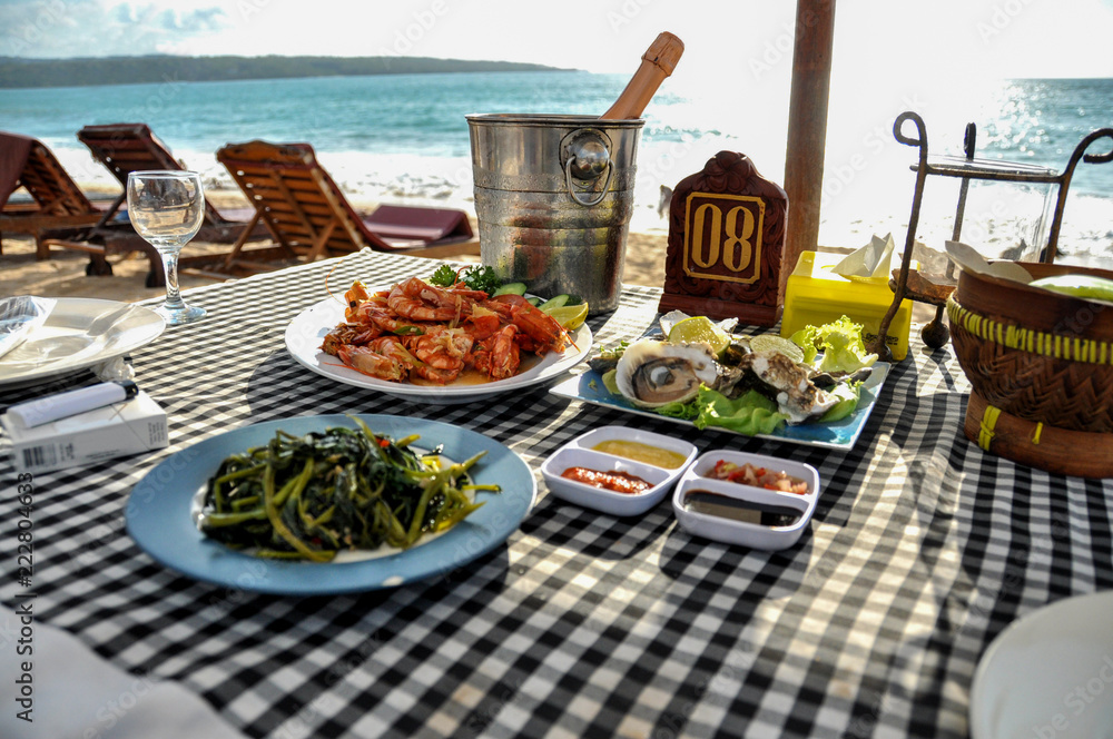 Seafood on the beach Jimbaran on Bali