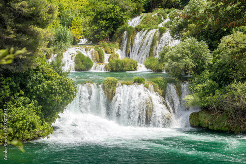 Waterfalls Skradinski Buk in The Krka National Park in Croatia  Europe.