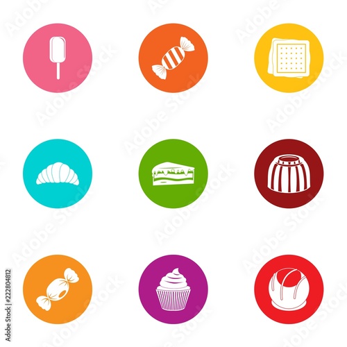 Sweetener icons set. Flat set of 9 sweetener vector icons for web isolated on white background