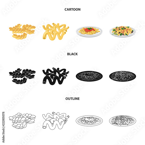 Isolated object of pasta and carbohydrate symbol. Collection of pasta and macaroni vector icon for stock.