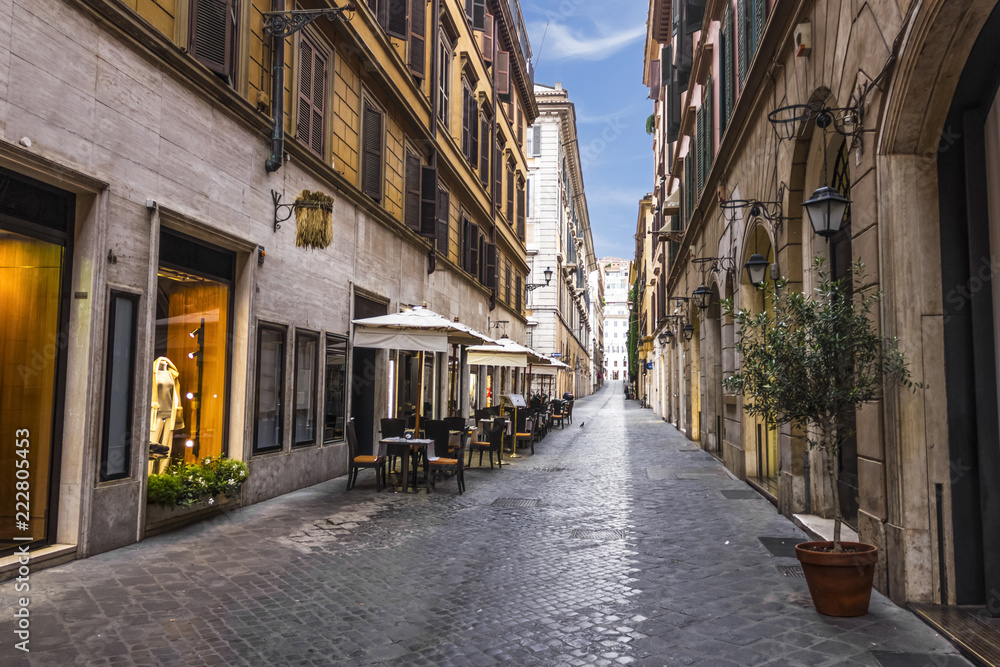 Italian Street Via Borgogna in Rome, Famous Shopping Street.