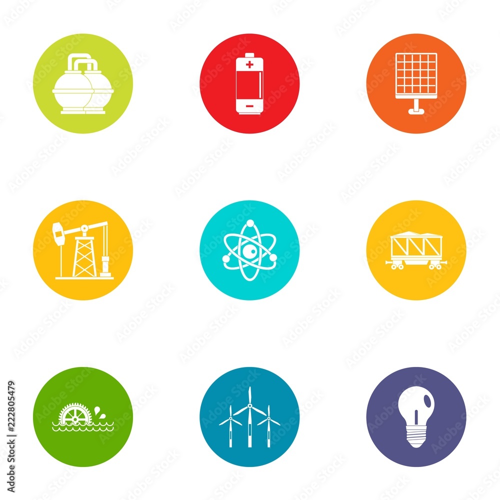 Energy of the past icons set. Flat set of 9 energy of the past vector icons for web isolated on white background Energy of the past icons set. Flat set of 9 energy of the past vector icons for web isolated on white background