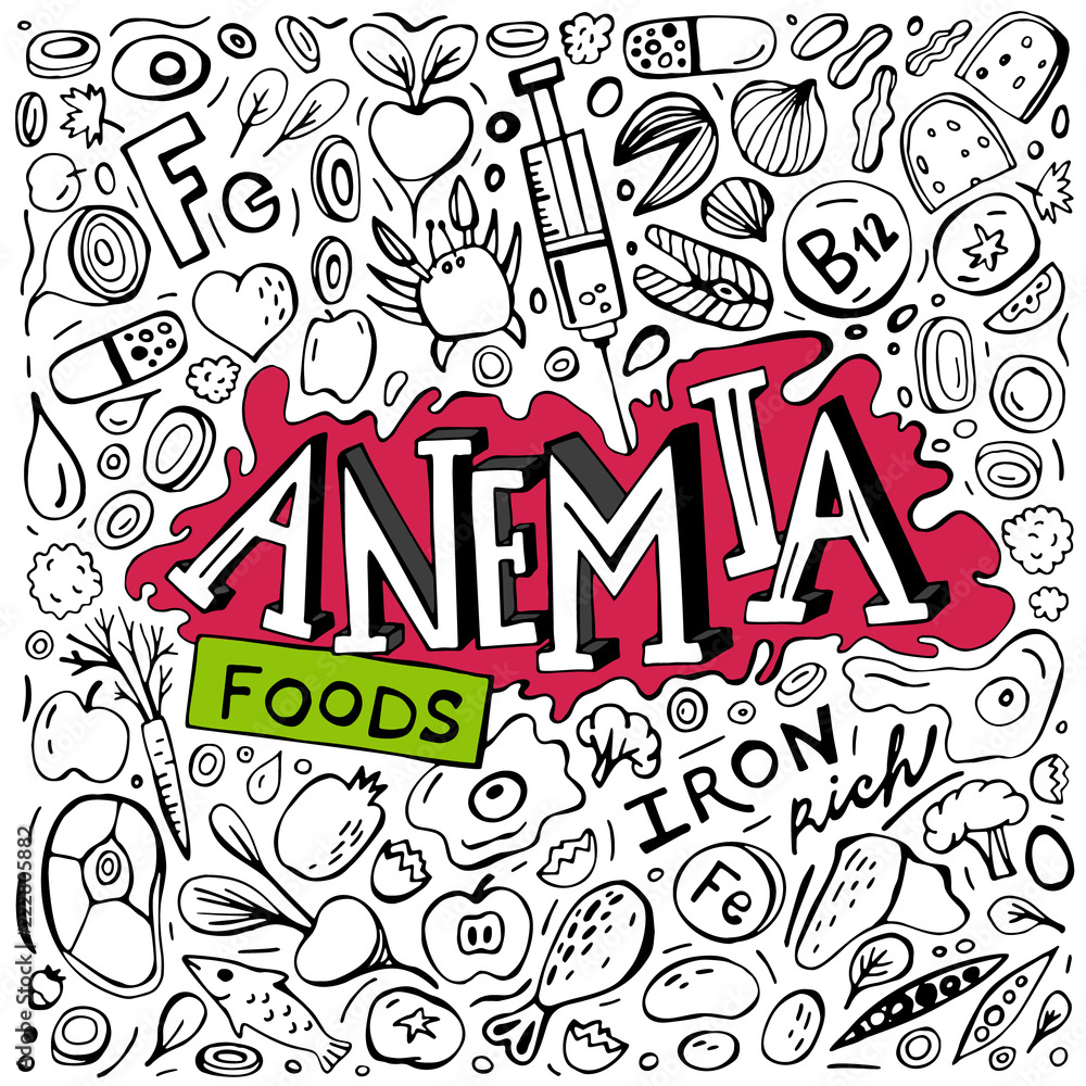 Fototapeta premium Anemia doodles background