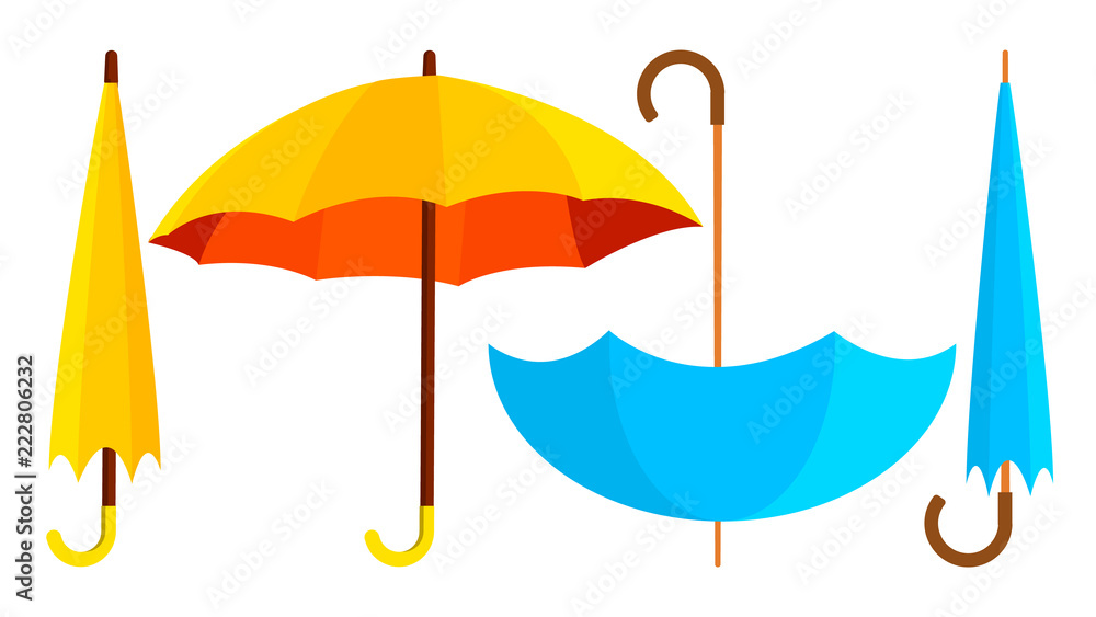 Umbrella Icon Vector. Opened And Closed. Autumn Rain Concept. Isolated  Cartoon Illustration Stock Vector | Adobe Stock