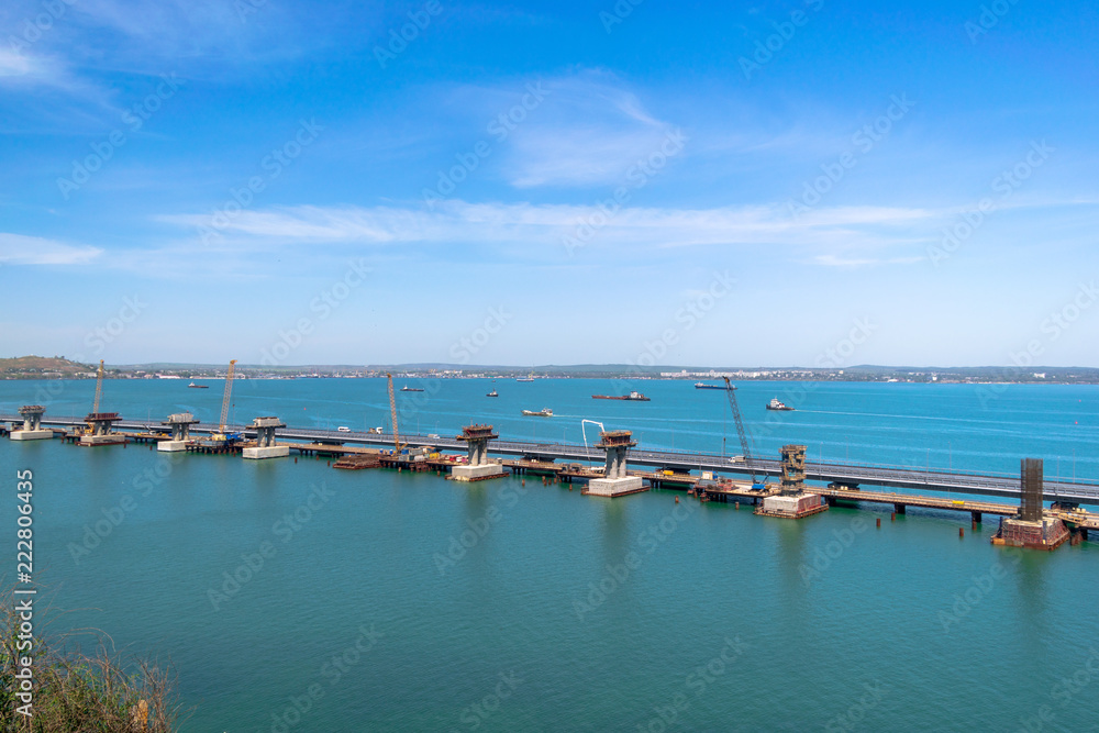 Construction of the Crimean bridge in Kerch Strait in a day