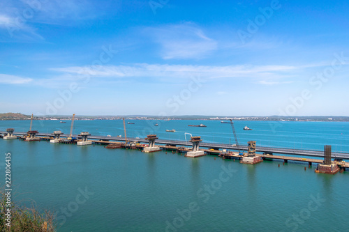 Construction of the Crimean bridge in Kerch Strait in a day