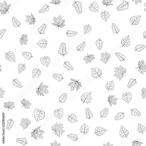 Fototapeta Naklejka Na Ścianę i Meble -  abstract vector doodle autumn leaves seamless pattern