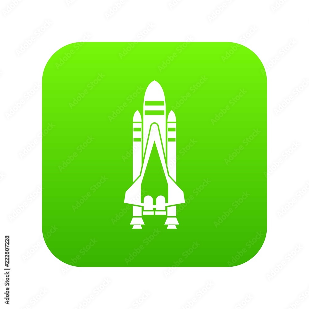 Space shuttle icon digital green for any design isolated on white vector illustration