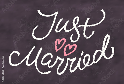 Just married. Chalkboard sign.