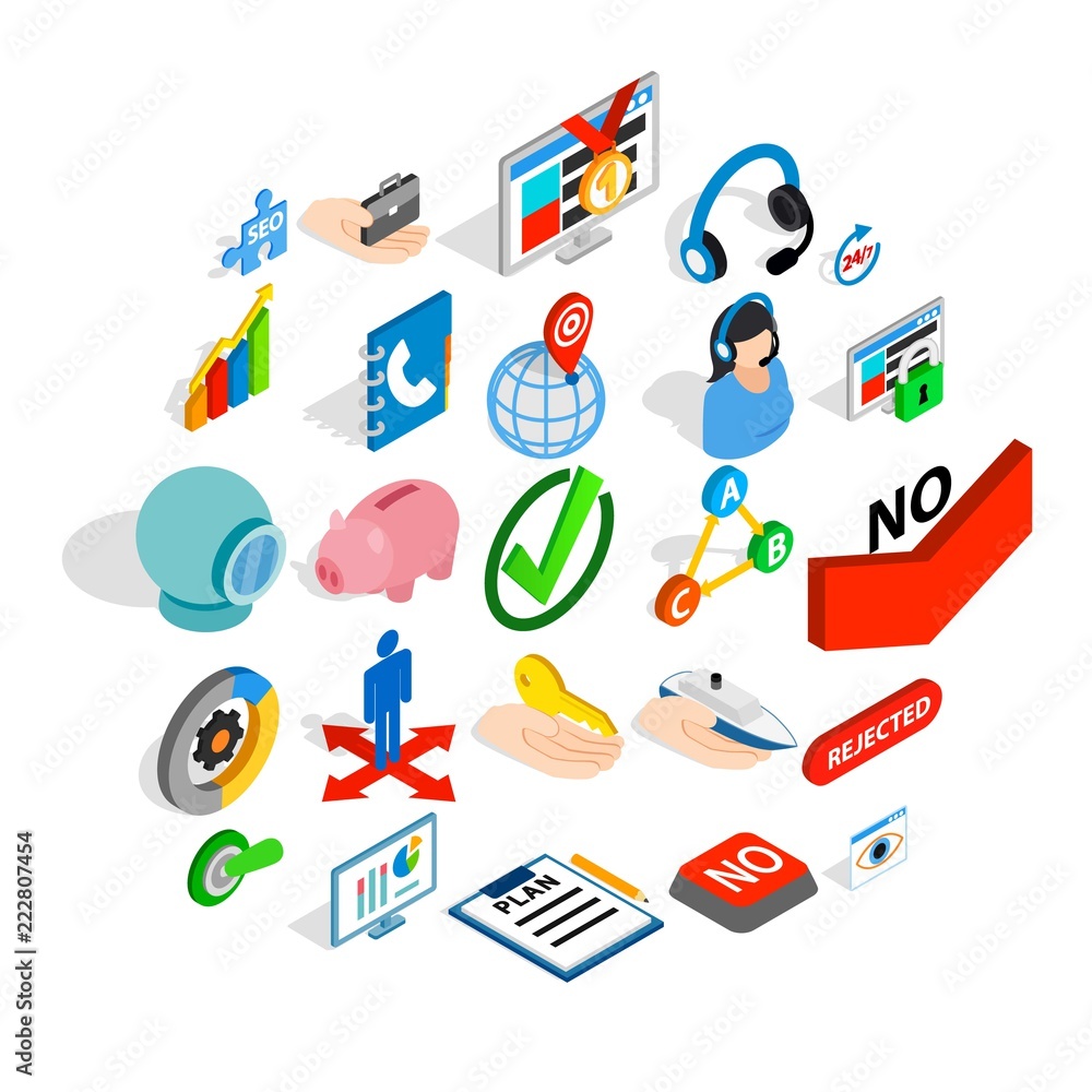 Career icons set. Isometric set of 25 career vector icons for web isolated on white background Career icons set. Isometric set of 25 career vector icons for web isolated on white background