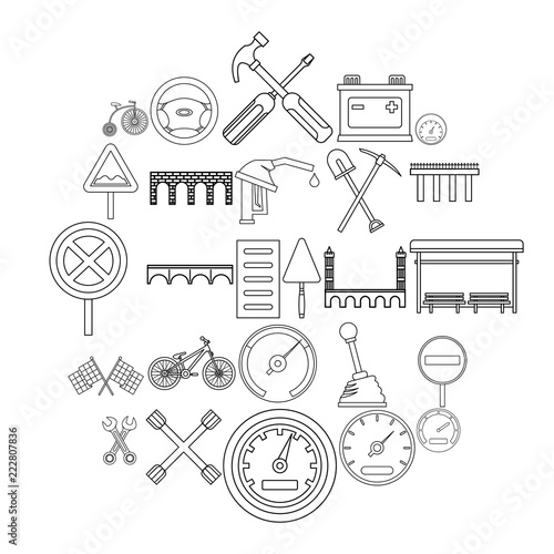 Vászonkép Roadbed icons set