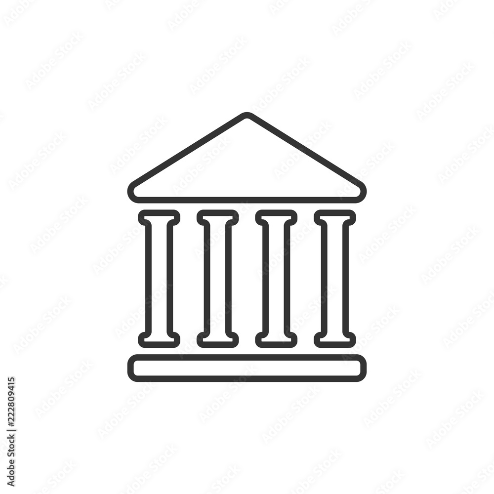 Bank building icon in flat style. Government architecture vector illustration on white isolated background. Museum exterior business concept. Bank building icon in flat style. Government architecture vector illustration on white isolated background. Museum exterior business concept.