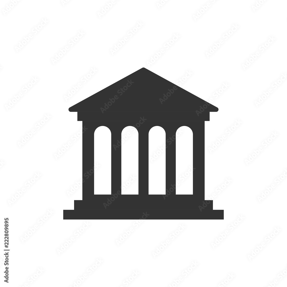 Bank building icon in flat style. Government architecture vector illustration on white isolated background. Museum exterior business concept. Bank building icon in flat style. Government architecture vector illustration on white isolated background. Museum exterior business concept.