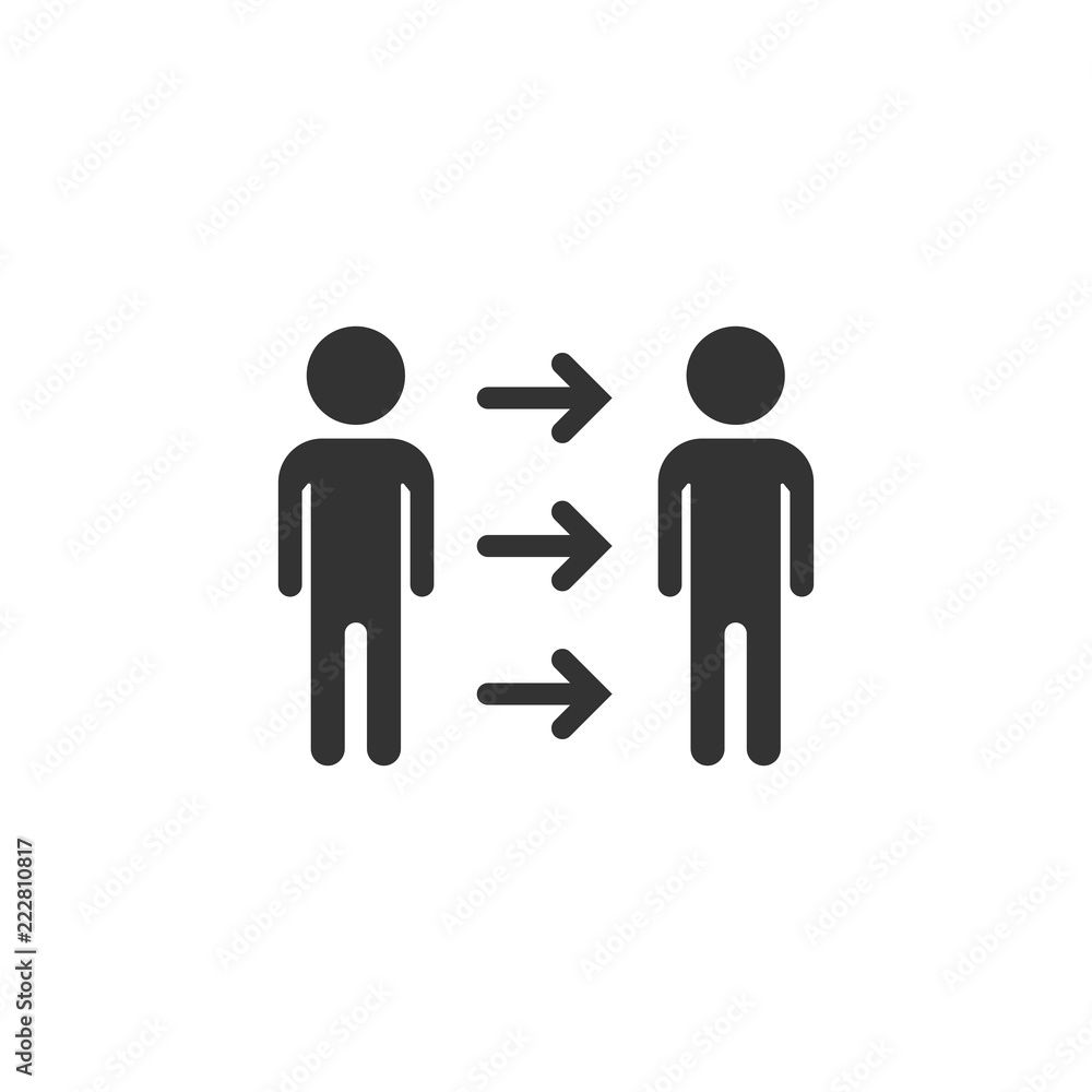 People referral icon in flat style. Business communication vector illustration on white isolated background. Reference teamwork business concept. People referral icon in flat style. Business communication vector illustration on white isolated background. Reference teamwork business concept.