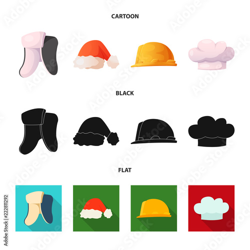 Vector design of headgear and cap symbol. Set of headgear and accessory vector icon for stock.