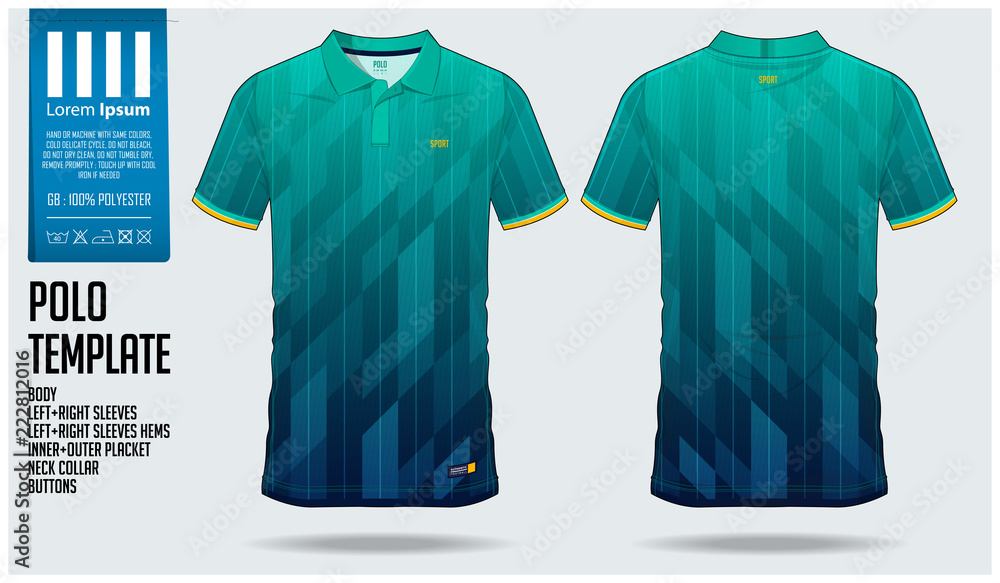 Blue and green gradient Polo t-shirt sport template design for soccer ...