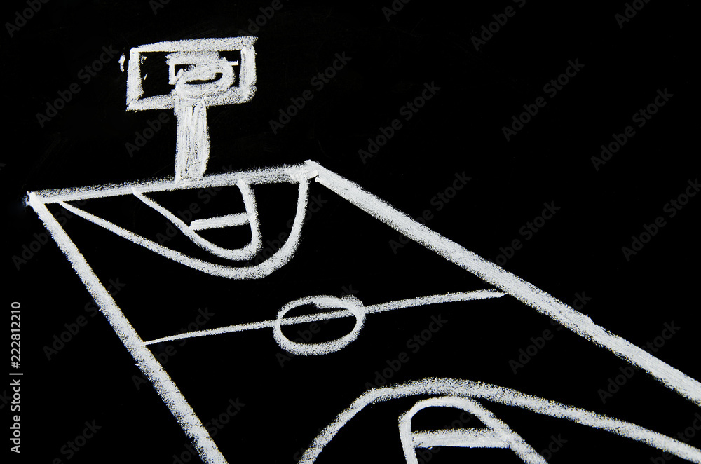 Draw a basketball court with chalk on the chalkboard Stock ...