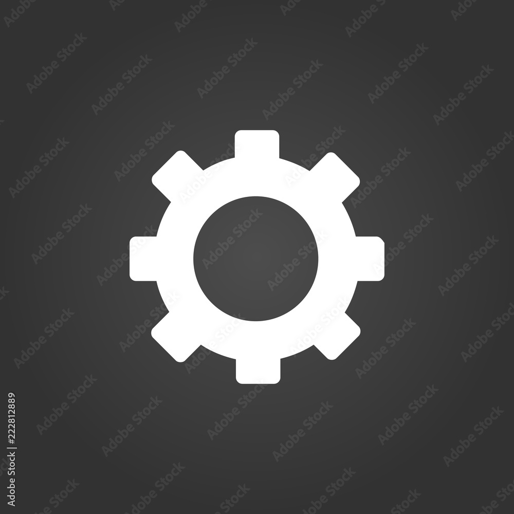 gear Icon . Simple flat symbol. Perfect White pictogram illustration on black background. gear Icon . Simple flat symbol. Perfect White pictogram illustration on black background.