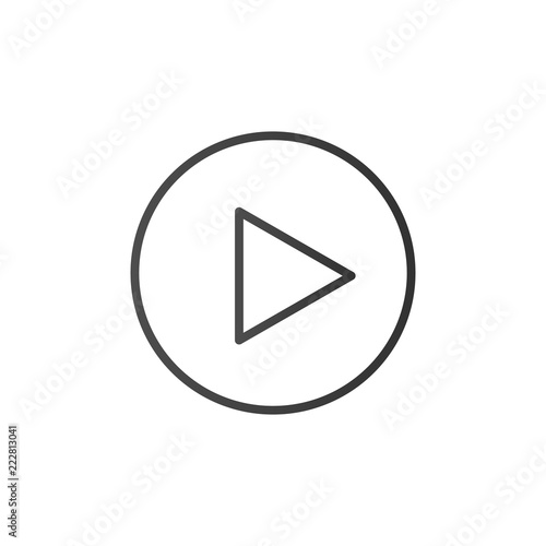 Play button, line icon. Vector outline media sign. Trendy flat outline ui sign design. Thin linear graphic pictogram for web site, mobile application.