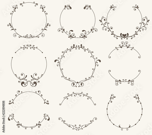 Vector set of border circle frame