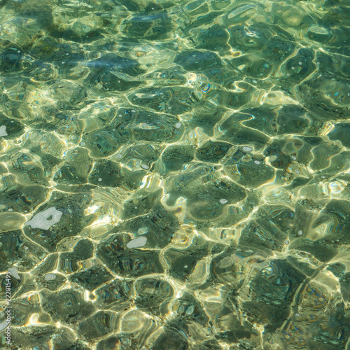 Interplay of light in turquoise oceanic water as background