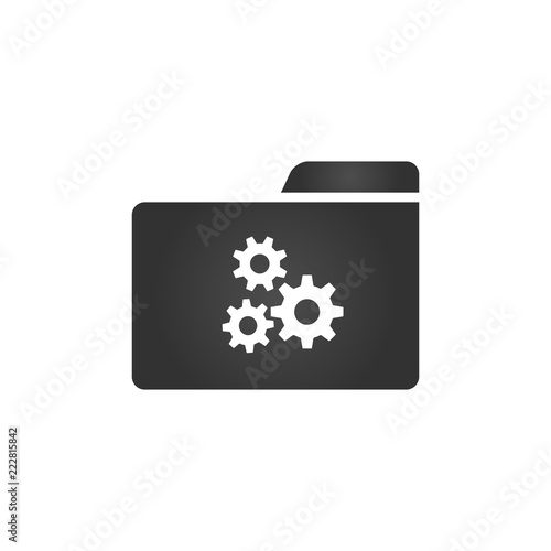 Folder Icon with settings cogs or gears, system preferences icon in trendy flat style isolated on white background, for your web site design, app, logo, UI. Vector illustration,