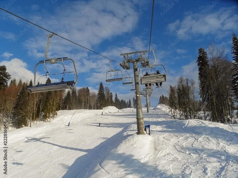 Winter sport - skiing and snowboardering in mountains. Winter sport - skiing and snowboardering in mountains.