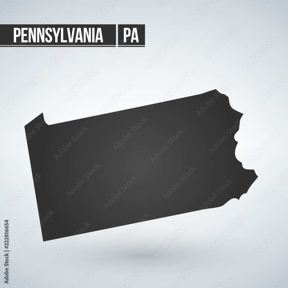 Pennsylvania state map in black on a white background. Vector illustration. Pennsylvania state map in black on a white background. Vector illustration.