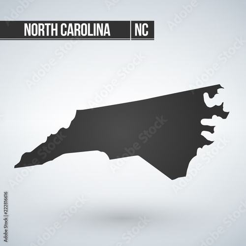 North Carolina state map in black on a white background. Vector illustration.