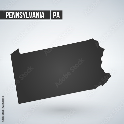 Pennsylvania state map in black on a white background. Vector illustration.