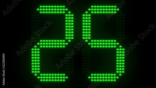Green sports shot clock countdown from 30. 3D rendering.