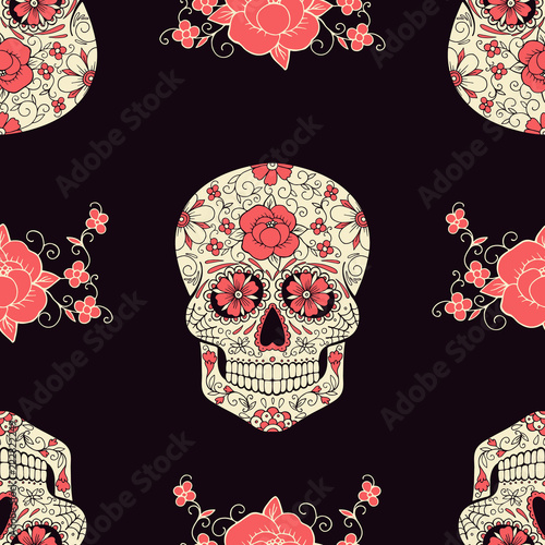seamless pattern with sugar skull
