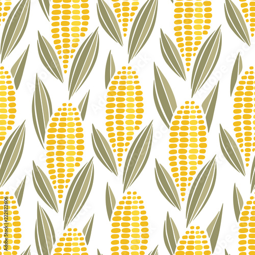 Corn cob maize seamless pattern