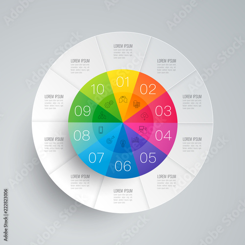 Infographics design vector and business icons with 10 options.