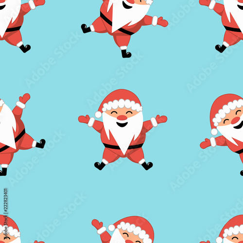 Cute seamless pattern with Santa Claus with background for Christmas and New year decor. Vector illustration of EPS 10. Merry Christmas!
