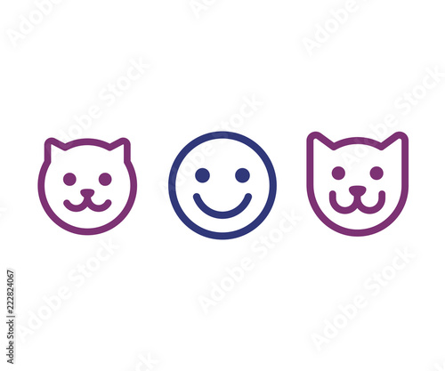 Man, cat and dog face icon