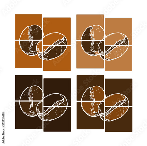 Artsy wall decoration of coffee beans logo vector illustration design