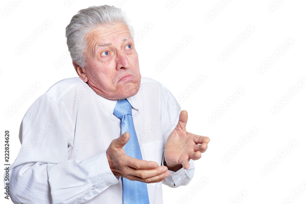 portrait of mature businessman posing on white background portrait of mature businessman posing on white background