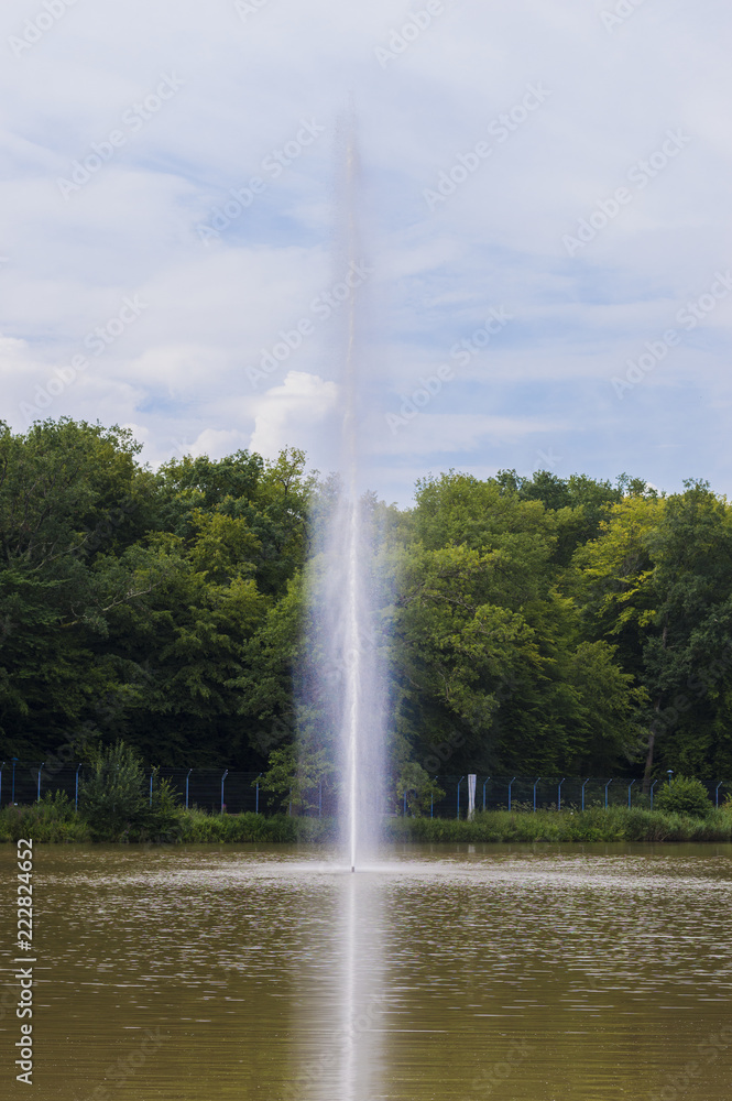 Water fountain in lake