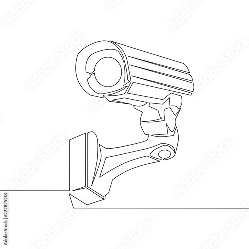 Continuous line Cctv camera line icon vector