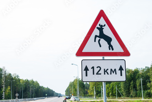 Danger traffic sign, wild animals