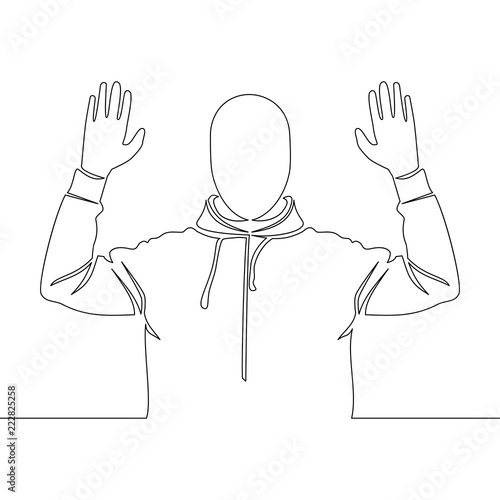 Continuous line drawing Man surrendering vector