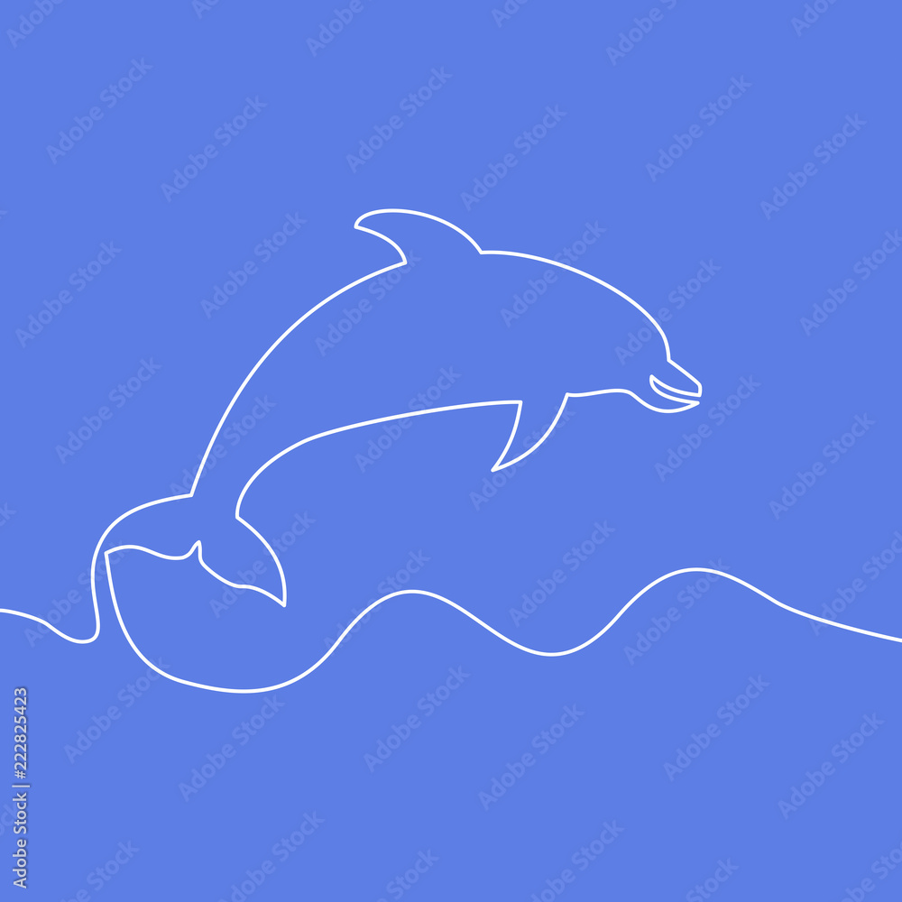 Continuous line vector Dolphin illustration Continuous line vector Dolphin illustration